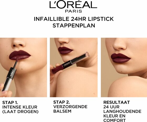 L&#039;Or&eacute;al Paris Infaillible 24H Lipstick - 2 Staps Lipstick - 502 Red To Stay