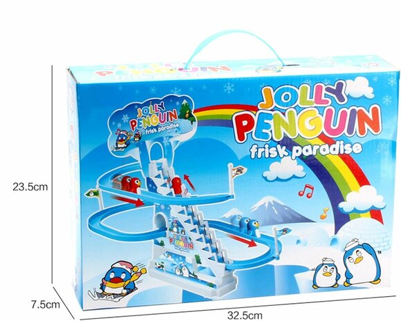 Jolly Penguin - pingu&iuml;n race glijbaan speelgoed - 42CM