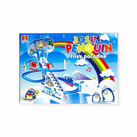 Jolly Penguin - pingu&iuml;n race glijbaan speelgoed - 42CM