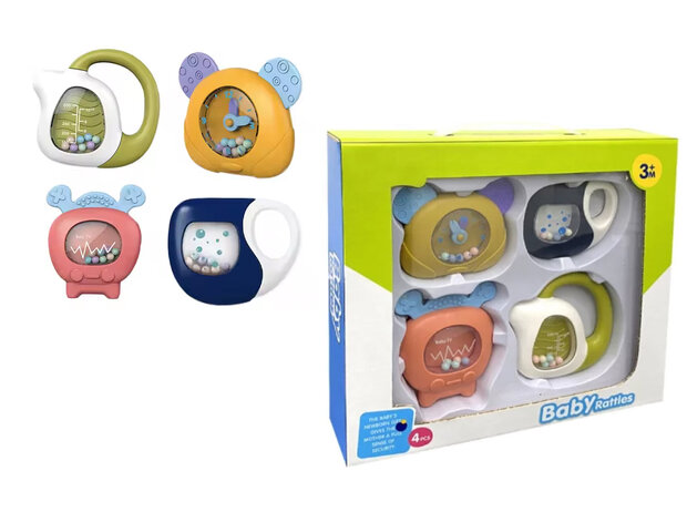 Baby rammelaar - set van 4 stuks - Bijtring - baby speelgoed