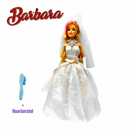 Modepop Prinses  Barbara in Bruidsjurk 31cm Speelgoed pop met leuke outfit 