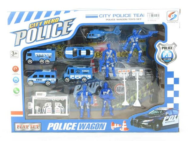 Politie speelfiguren set - Police City Hero - speelgoed politie set 11 stuks