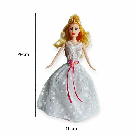 Prinsessen-pop met een leuke outfit en unieke stijl - Met prachtige witte galajurk 29CM