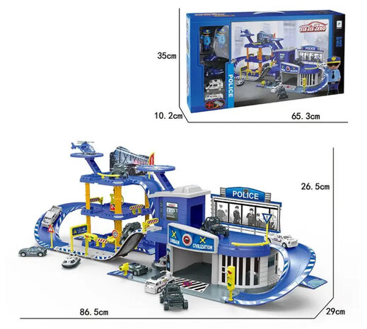 Police Garage DIY Set - XXL politiebureau garage - 82-delig set 86.5CM