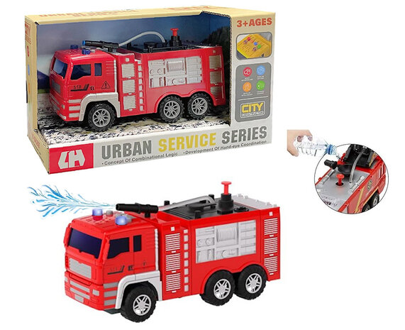 Urban service series - Brandweerwagen speelgoed - Frictie - geluid &amp; lichtjes 21CM