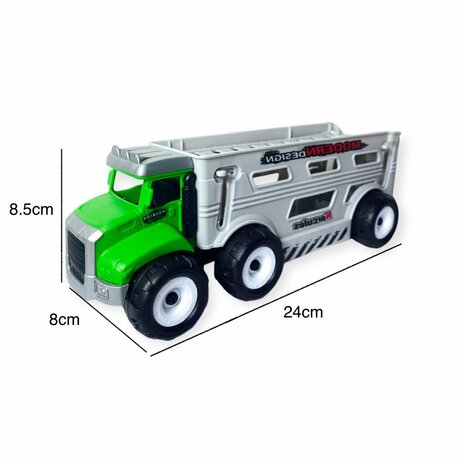 Toy Truck with work vehicles 4-piece set green