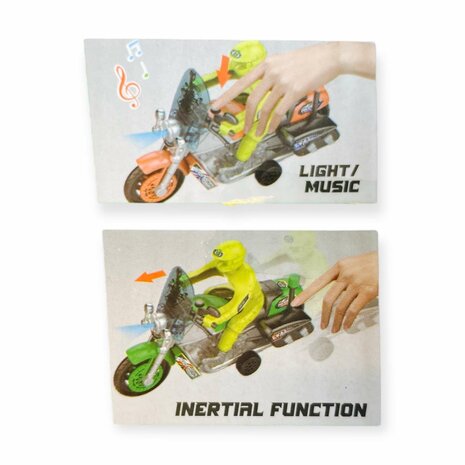 Police motorcycle Toy  - with siren and light - friction drive Green