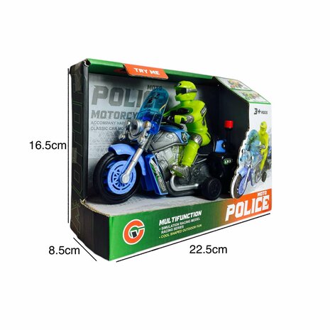 Police motorcycle Toy  - with siren and light - friction drive Blue