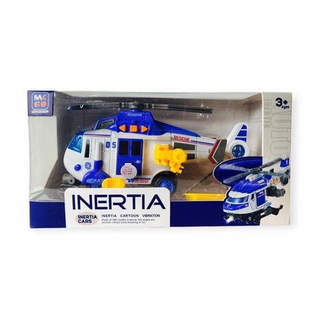 Toy helicopter - Rescue helicopter - with retractable propeller, light, sound and accessories