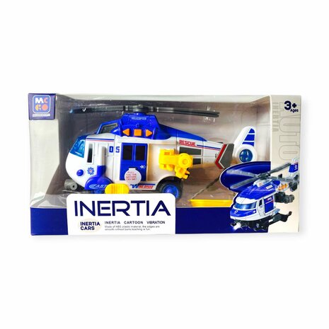 Toy helicopter - Rescue helicopter - with retractable propeller, light, sound and accessories