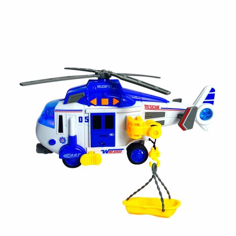 Toy helicopter - Rescue helicopter - with retractable propeller, light, sound and accessories