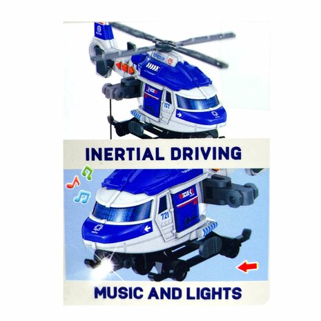 Toy helicopter - Rescue helicopter - with retractable propeller, light, sound and accessories G