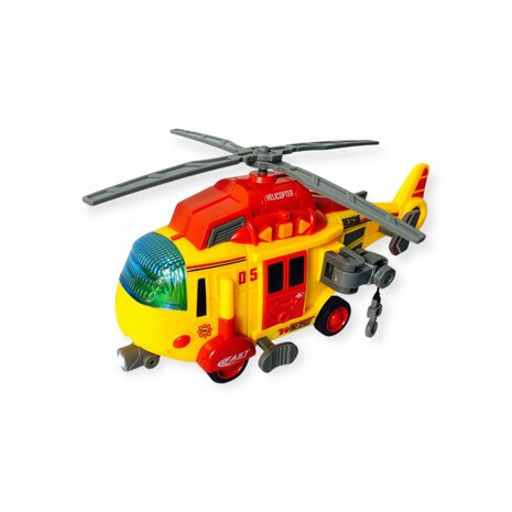 Toy helicopter - Rescue helicopter - with retractable propeller, light, sound and accessories G