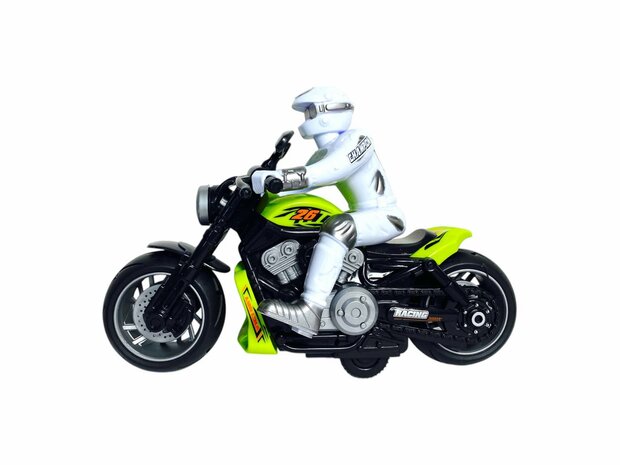 Race motorfiets speelgoed - met sirene en licht  - frictie aandrijving Groen