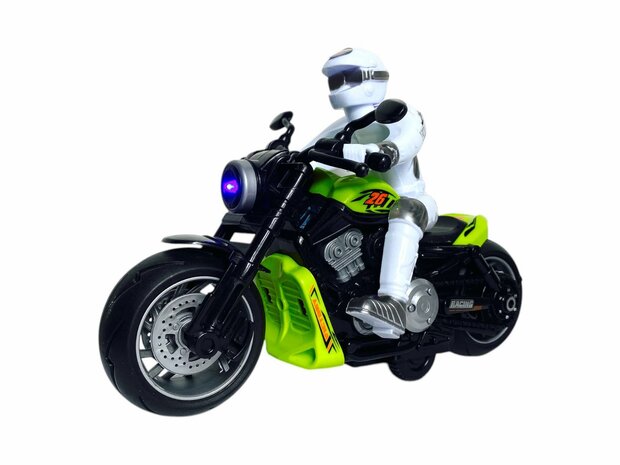Race motorfiets speelgoed - met sirene en licht  - frictie aandrijving Groen