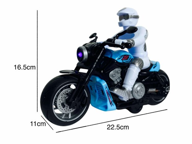 Race motorfiets speelgoed - met sirene en licht  - frictie aandrijving Blauw 