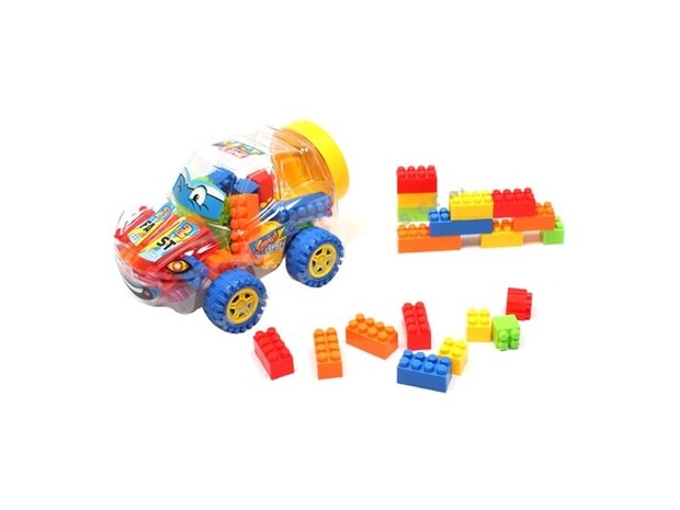 Speelgoed bouwstenen + auto 100 stuks Bouwstenen - Multikleur Speelgoed Bouwblokjes - In Auto Box