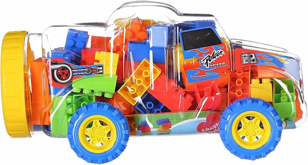 Speelgoed bouwstenen + auto 100 stuks Bouwstenen - Multikleur Speelgoed Bouwblokjes - In Auto Box