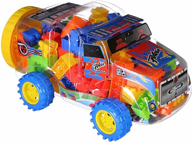 Speelgoed bouwstenen + auto 100 stuks Bouwstenen - Multikleur Speelgoed Bouwblokjes - In Auto Box