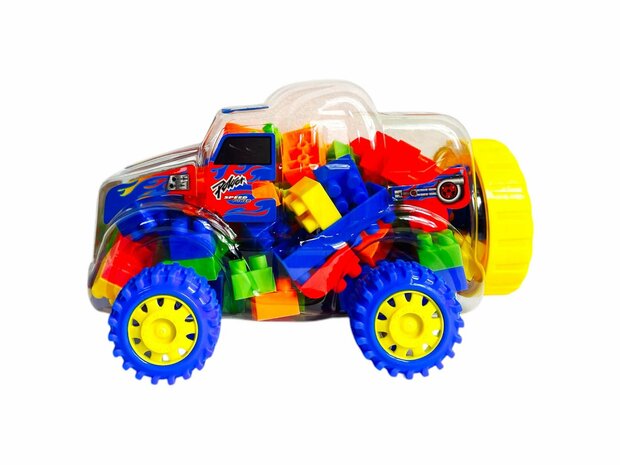 Speelgoed bouwstenen + auto 100 stuks Bouwstenen - Multikleur Speelgoed Bouwblokjes - In Auto Box