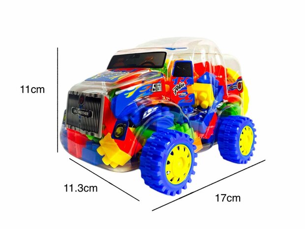 Speelgoed bouwstenen + auto 100 stuks Bouwstenen - Multikleur Speelgoed Bouwblokjes - In Auto Box