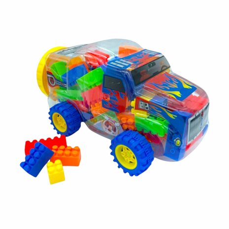 Speelgoed bouwstenen + auto 100 stuks Bouwstenen - Multikleur Speelgoed Bouwblokjes - In Auto Box
