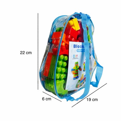 Speelgoedblokken - Bouwstenen met opbergzak - 50+ stuks blauw