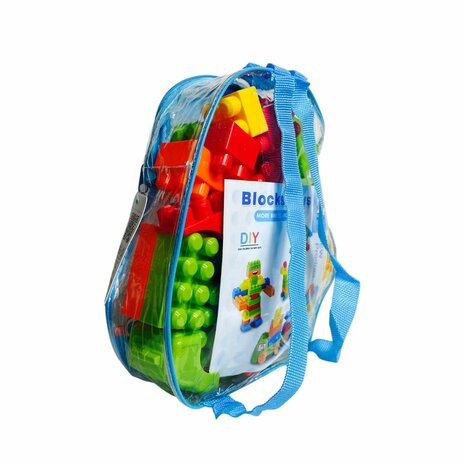 Speelgoedblokken - Bouwstenen met opbergzak - 50+ stuks blauw