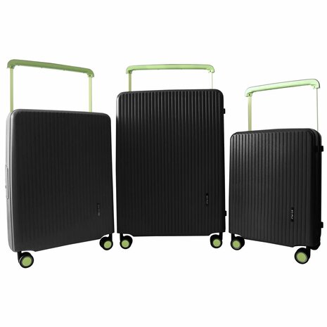 Bubule Hardcase kofferset zwart - 3 stuks - TSA Slot - brede handgreep