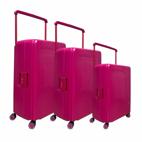 Kofferset Donker roze Hardcase  - 3 stuks - TSA Slot - brede handgreep Bubule 