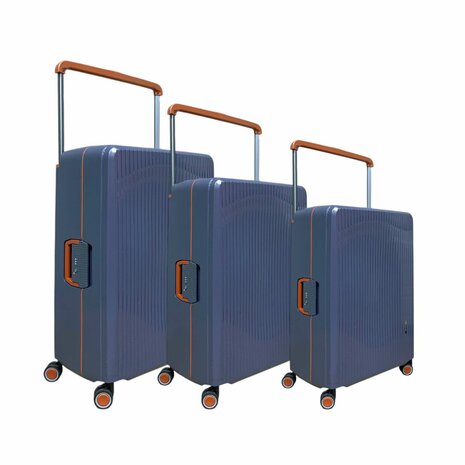 Bubule Hardcase kofferset staalblauw - 3 stuks - TSA Slot - brede handgreep