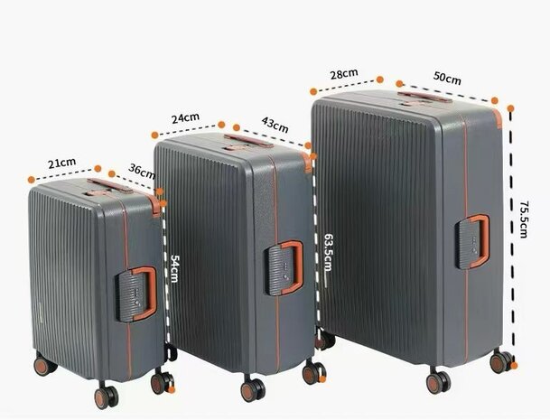 Bubule Hardcase kofferset staalblauw - 3 stuks - TSA Slot - brede handgreep