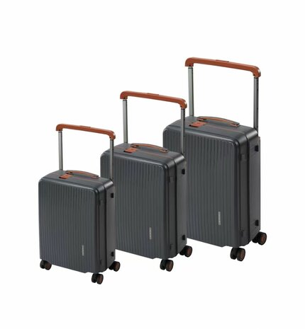 Bubule Hardcase kofferset staalblauw - 3 stuks - TSA Slot - brede handgreep