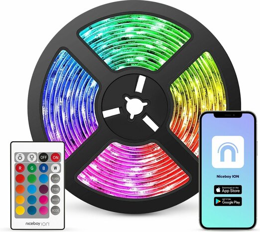 RGB LED MOOD LIGHT 5M - Usb - APP Control &amp; Afstandsbediening 