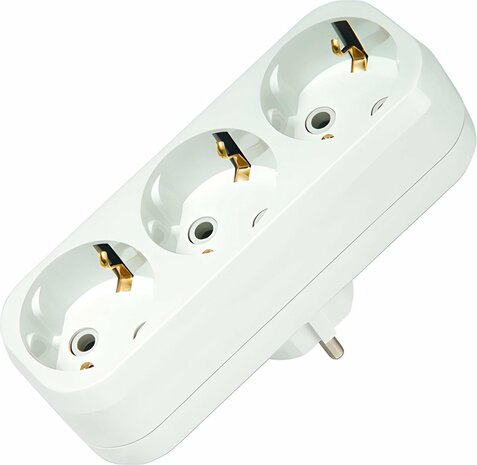 Verloopstekker 3&nbsp;voudig wit - Stopcontact Splitter - Stopcontact&nbsp;