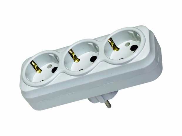 Verloopstekker 3&nbsp;voudig wit - Stopcontact Splitter - Stopcontact&nbsp;
