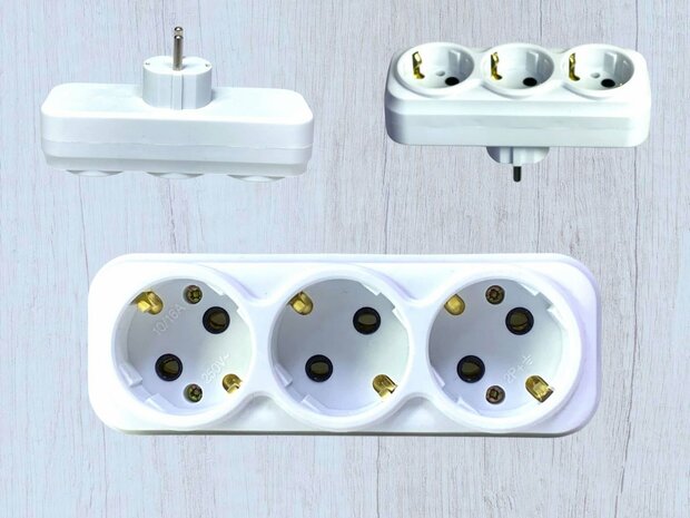 Verloopstekker 3&nbsp;voudig wit - Stopcontact Splitter - Stopcontact&nbsp;