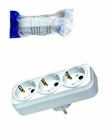 Verloopstekker 3&nbsp;voudig wit - Stopcontact Splitter - Stopcontact&nbsp;