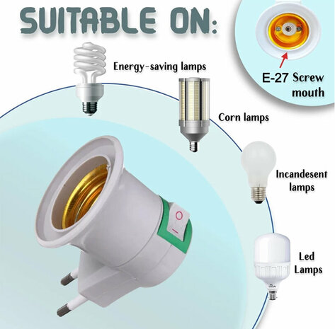 Stekker EU met E27 fitting + aan/uit schakelaar E27 - blauw -