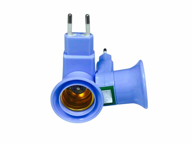 Stekker EU met E27 fitting + aan/uit schakelaar mix 5 stuks