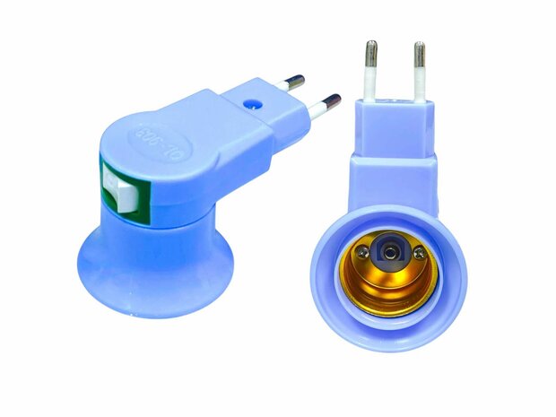 Stekker EU met E27 fitting + aan/uit schakelaar mix 5 stuks