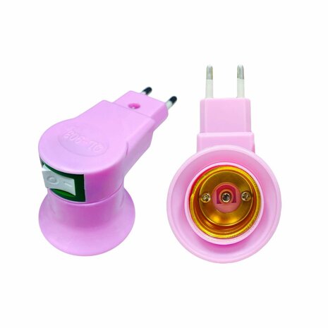 Stekker EU met E27 fitting + aan/uit schakelaar mix 5 stuks