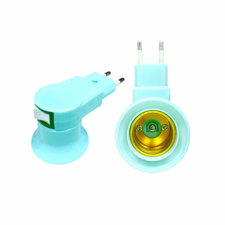 Stekker EU met E27 fitting + aan/uit schakelaar mix 5 stuks