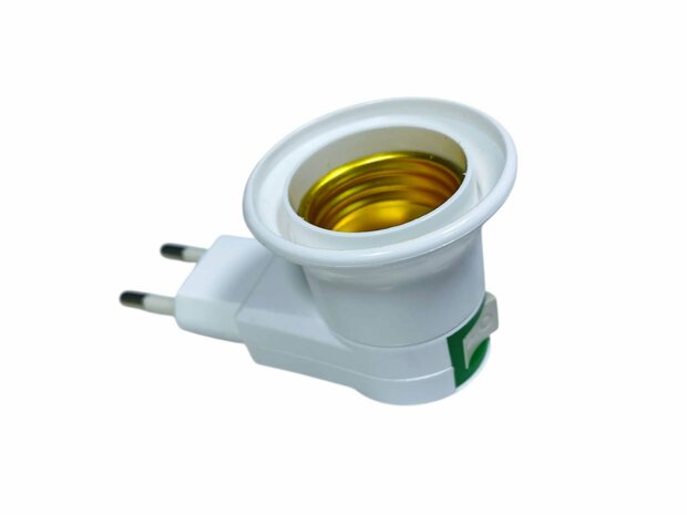 Stekker EU met E27 fitting + aan/uit schakelaar mix 5 stuks