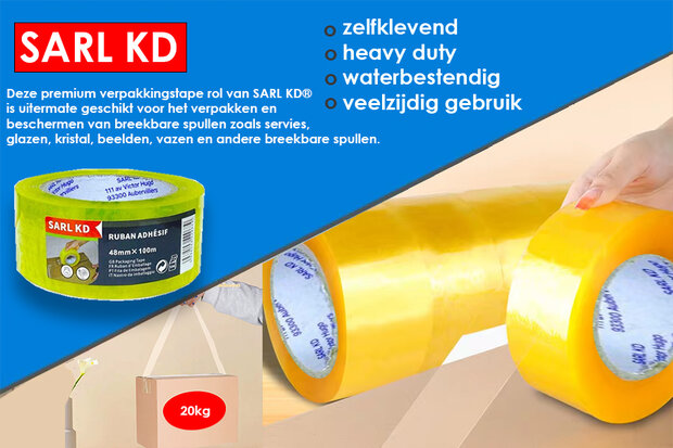 Premium Verpakkingstape Doorzichtig Ultra Sterk 48mm x 100m - Plakband - dozentape