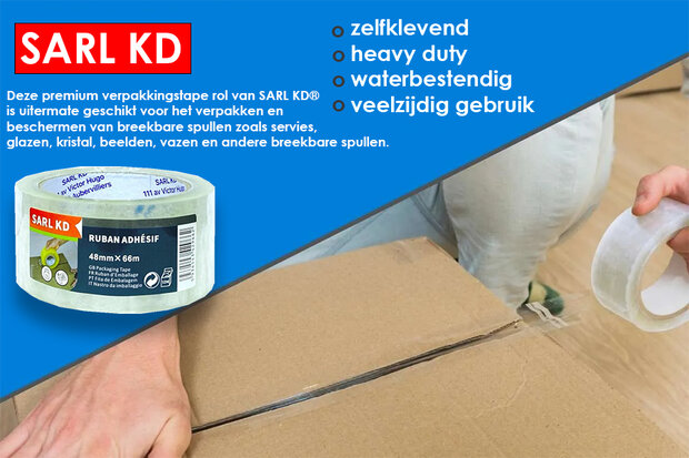 Premium Verpakkingstape transparant doorzichtig 48mm x 66m - Plakband - dozentape