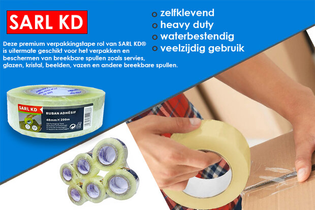 Premium Verpakkingstape transparant 48mm x 200m - Plakband - dozentape