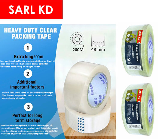 Premium Verpakkingstape transparant 48mm x 200m - Plakband - dozentape