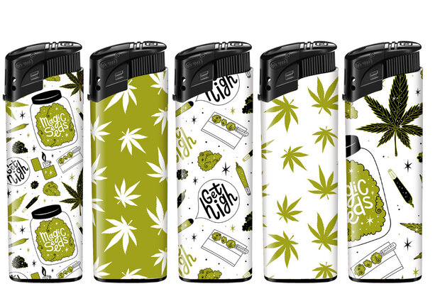 Aanstekers met Ganja Weed Print - 50 stuks - cannabis design lighters TOM&reg;