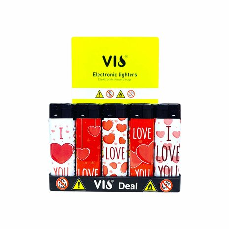 Aanstekers - I Love U Hartjes &ndash; Navulbaar &amp; Verstelbaar - 50 stuks